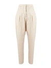 ALBERTA FERRETTI TROUSERS IN IVORY STRETCH BULL DENIM,11494643