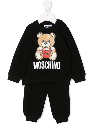 Moschino Babies' Teddy Bear Two-piece Tracksuit In Black