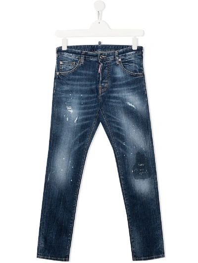 Dsquared2 Kids' Denim Cool Guy Jeans For Boy With Patch In Blue