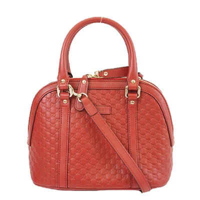 Pre-owned Gucci Ssima Leather Micro Dome Satchel In Red