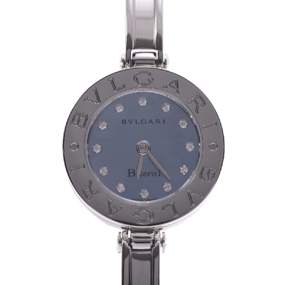 Pre-owned Bvlgari Blue Diamond Stainless Steel B.zero1 Bb22s Quartz Women's Wristwatch 22 Mm