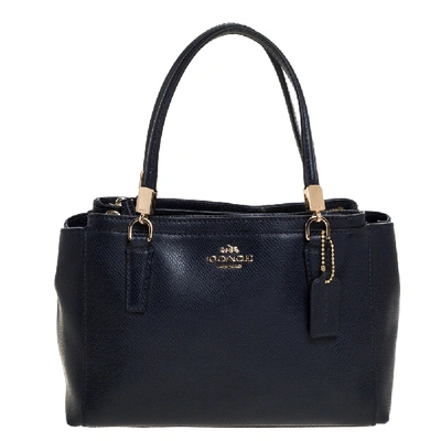 Pre-owned Coach Navy Blue Leather Mini Christie Carryall Satchel