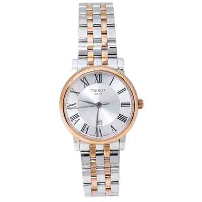 Pre-owned Tissot Silver Two-tone Stainless Steel Carson Premium T122210a Women's Wristwatch 30 Mm