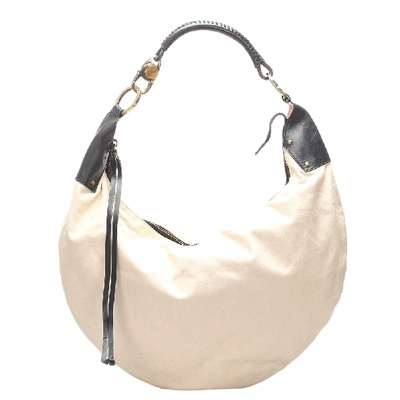 Pre-owned Gucci White/black Canvas Hobo Bag