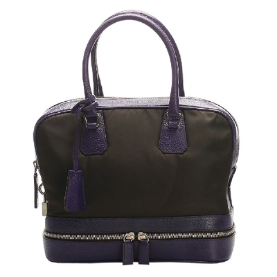 Pre-owned Prada Green/purple Nylon Satchel Bag