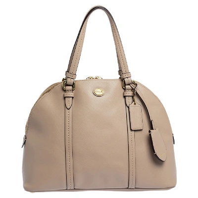 Pre-owned Coach Beige Leather Cora Dome Satchel