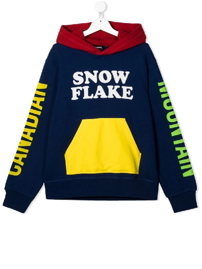 Dsquared2 Teen Snow Flake Panelled Hoodie In Black