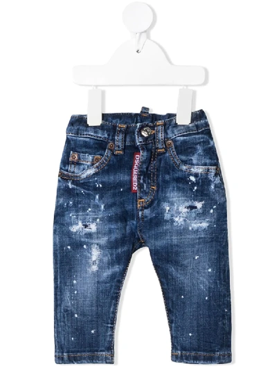 Dsquared2 Babies' Paint-splatter Ripped Jeans In Blue