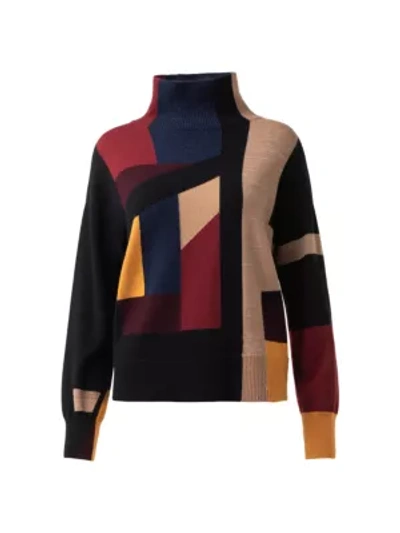 Akris Color-block Metallic Cashmere-blend Turtleneck Sweater In Neutral