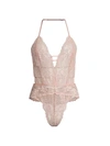 In Bloom Lace Thong Teddy In Rose