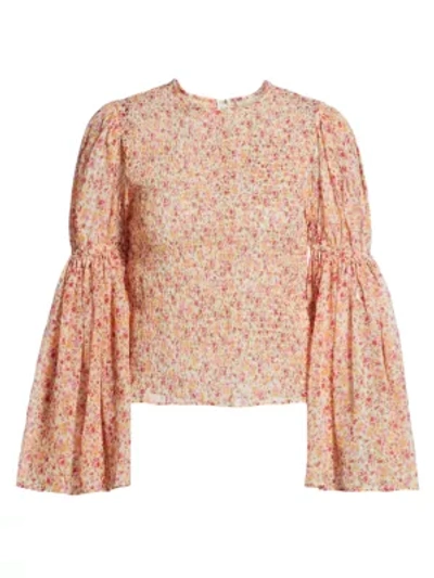 Bytimo Smocked Chiffon Blouse In Wildflowers