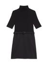 Theory Rib-knit Wool-blend Combo Dress In Black