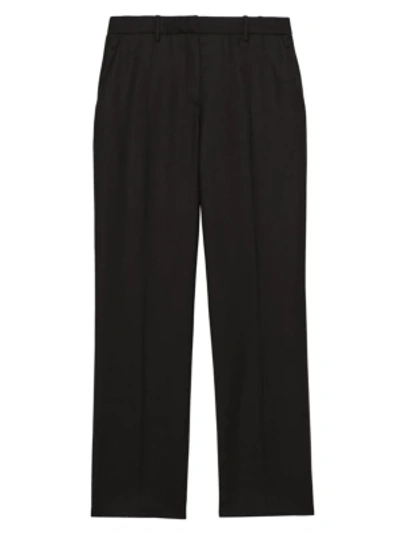 Theory Treeca Flannel Wool Cropped Trousers In Dark Thyme