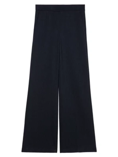 Theory Talbert Fairfield Pinstripe Wide-leg Pants In Concord