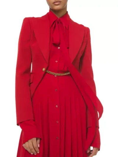 Michael Kors Embellished Wool Gabardine Cutaway Jacket In Red