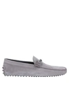 Tod's Man Loafers Grey Size 9 Leather In Grey