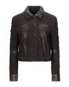 HIGH BY CLAIRE CAMPBELL HIGH WOMAN JACKET DARK BROWN SIZE 4 SOFT LEATHER,41987317NC 4