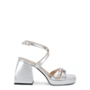 NODALETO BULLA SILER 85 SILVER LEATHER SANDALS,3425022