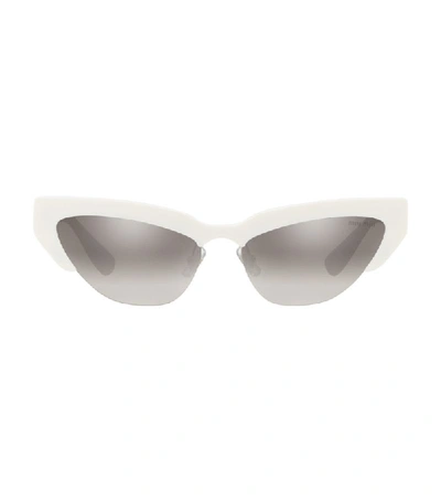 Miu Miu Semi-rimless Rectangle Sunglasses In Grey-black