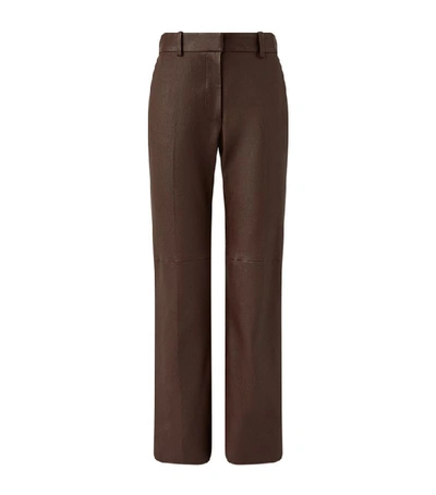 Joseph Coleman Straight High-rise Leather Trousers In Moss