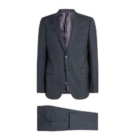 Emporio Armani Men's G-line Wool Sharkskin Suit In Charcoal