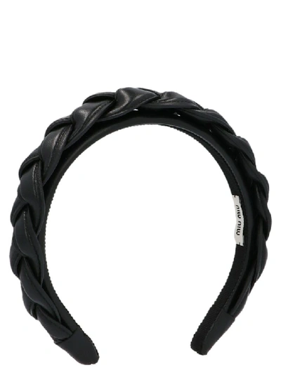 Miu Miu Matelassé-effect Headband In Black