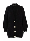 Alessandra Rich Long Sleeve Cable Knit Cardigan In Black