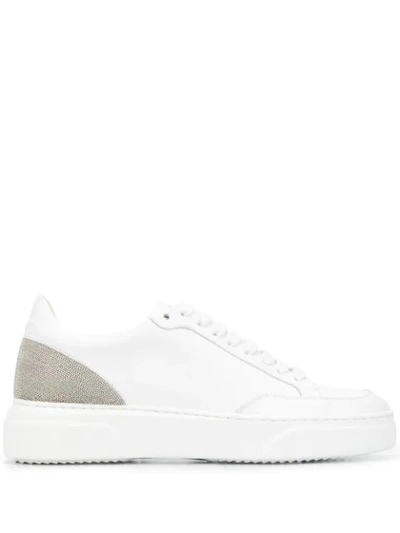 Fabiana Filippi Brass-bead Lace-up Trainers In White