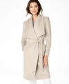 Cole Haan Slick Wool Wrap Coat In Beige Or Khaki