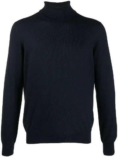 Fay Roll Neck Virgin Wool Sweater In Dark Grey
