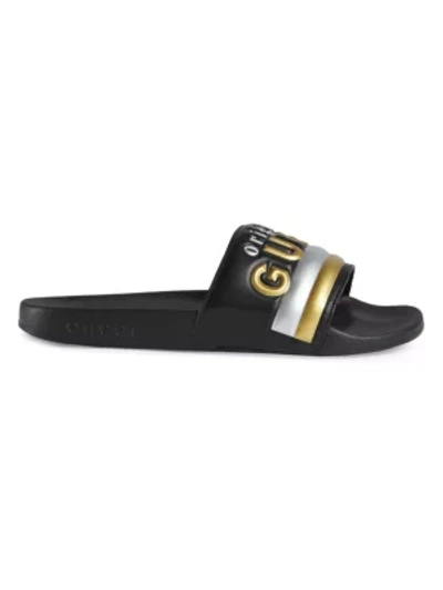 Gucci Pursuit Original Logo Slide Sandals In Nero