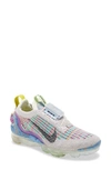 Nike Vapormax 2020 Rubber And Canvas-trimmed Flyknit Sneakers In Platinum/ Black/ Multi-color