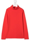 Bonpoint Cotton Turtleneck Top In Red