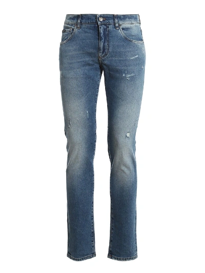 Dolce & Gabbana Skinny Fit Stretch Denim Jeans In Blue