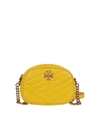 TORY BURCH KIRA CHEVRON SMALL LEATHER CAMERA BAG IN YELLOW