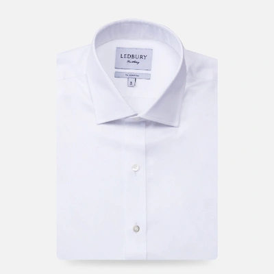 Ledbury Men's White Hinesley Light Twill Dress Shirt Classic