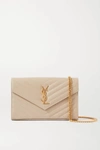 Saint Laurent Envelope Quilted Textured-leather Shoulder Bag In Off-white