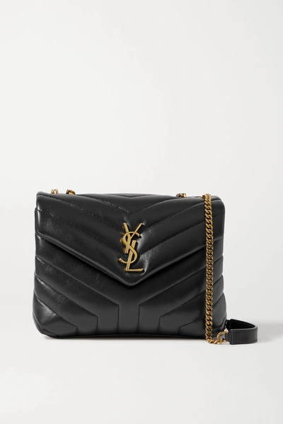Saint Laurent Loulou Small Quilted Leather Shoulder Bag In Black