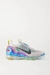 Nike Vapormax 2020 Rubber And Canvas-trimmed Flyknit Sneakers In Platinum