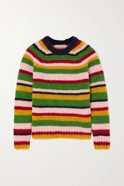 Alexa Chung Striped Knitted Jumper In Green