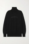 MM6 MAISON MARGIELA EMBROIDERED COTTON AND CASHMERE-BLEND TURTLENECK SWEATER
