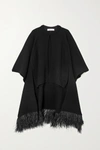 VALENTINO FEATHER-TRIMMED WOOL AND CASHMERE-BLEND CAPE