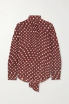 ALEXA CHUNG TIE-DETAILED POLKA-DOT CREPE BLOUSE