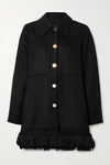 MOTHER OF PEARL FRINGED TENCEL AND ORGANIC COTTON-BLEND COAT