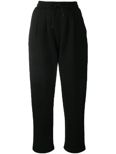 Msgm Drawstring-waist Cotton Track Trousers In Black