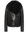TOM FORD SHEARLING-TRIMMED LEATHER JACKET,P00487201
