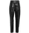 JIL SANDER BELTED LEATHER CARROT PANTS,P00489444