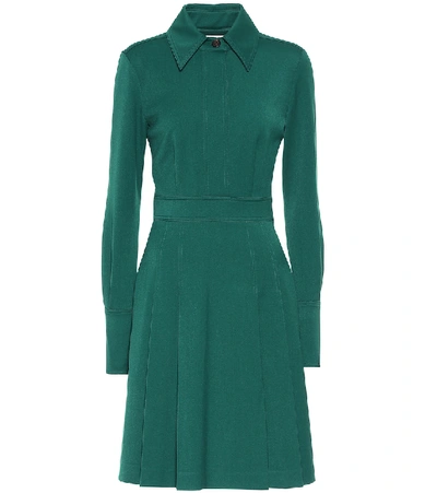 Victoria Victoria Beckham Pleated Crepe Midi Shirt Dress In Green