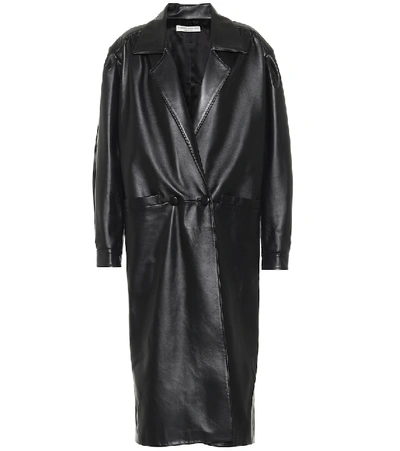 Alessandra Rich Oversized Leather Coat In Black