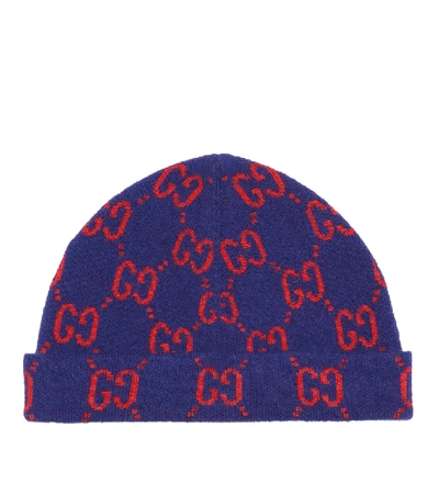 Gucci Baby Gg Wool Beanie In Blue